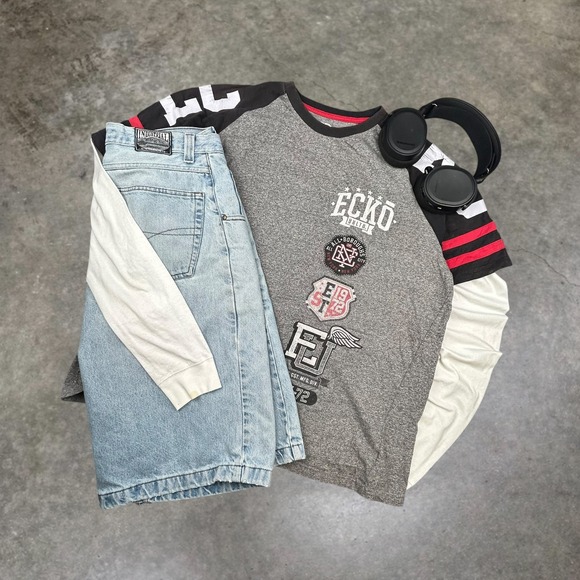 Ecko Unltd. Other - Vintage Ecko Unltd Raglan Graphic T Shirt Mens 2XL Grey Black Y2K Streetwear